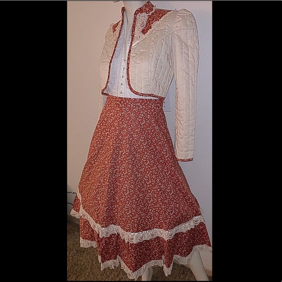 1970’s Handmade Gunne Sax Skirt Quilted Jacket XS - Picture 4 of 8